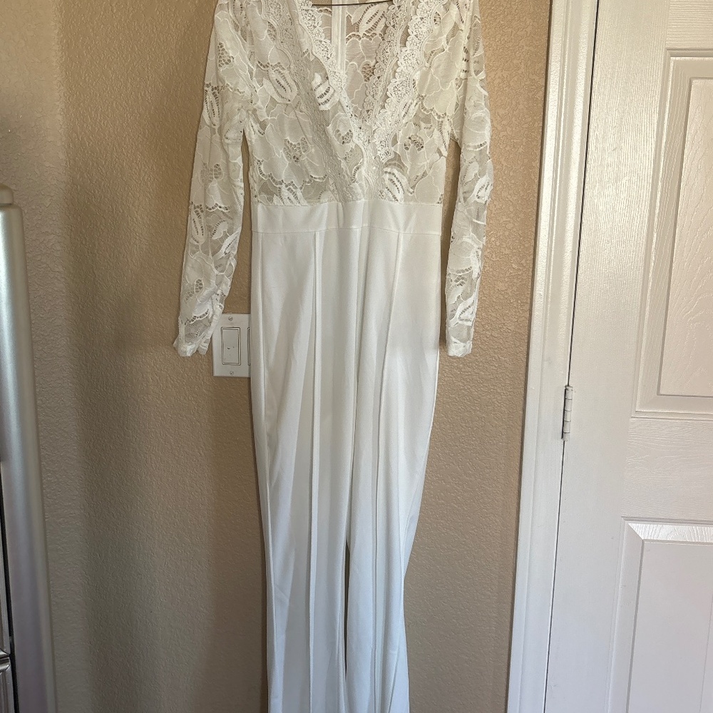 White lace top jumpsuit